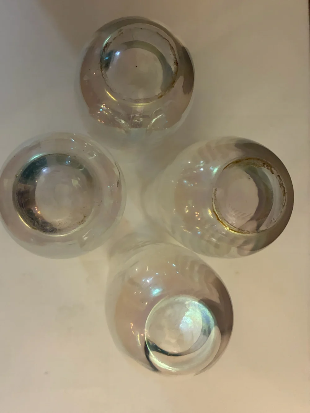 Set of 4 Indigo Etched Vine Botanical Stemless Champagne Flutes Wine Glasses
